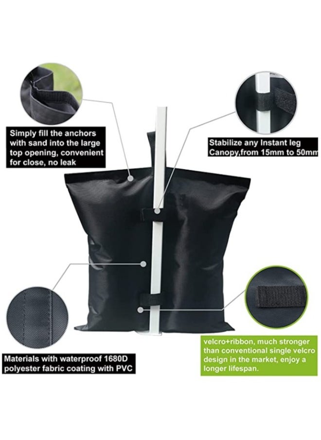 Heavy Duty Canopy Weight Bags - 4 Pack Double-Stitched Sandbags for Tent Legs, Gazebo, Patio Umbrella Base, Outdoor Pop Up Tent, Sun Shelter, Pool Ladder