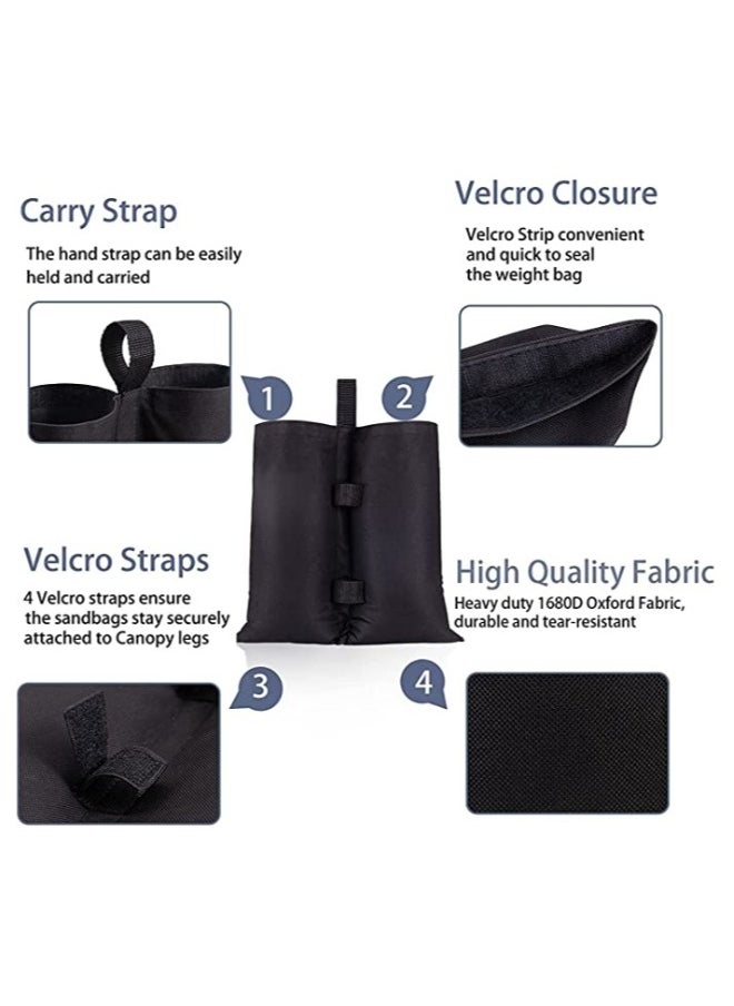 Heavy Duty Canopy Weight Bags - 4 Pack Double-Stitched Sandbags for Tent Legs, Gazebo, Patio Umbrella Base, Outdoor Pop Up Tent, Sun Shelter, Pool Ladder
