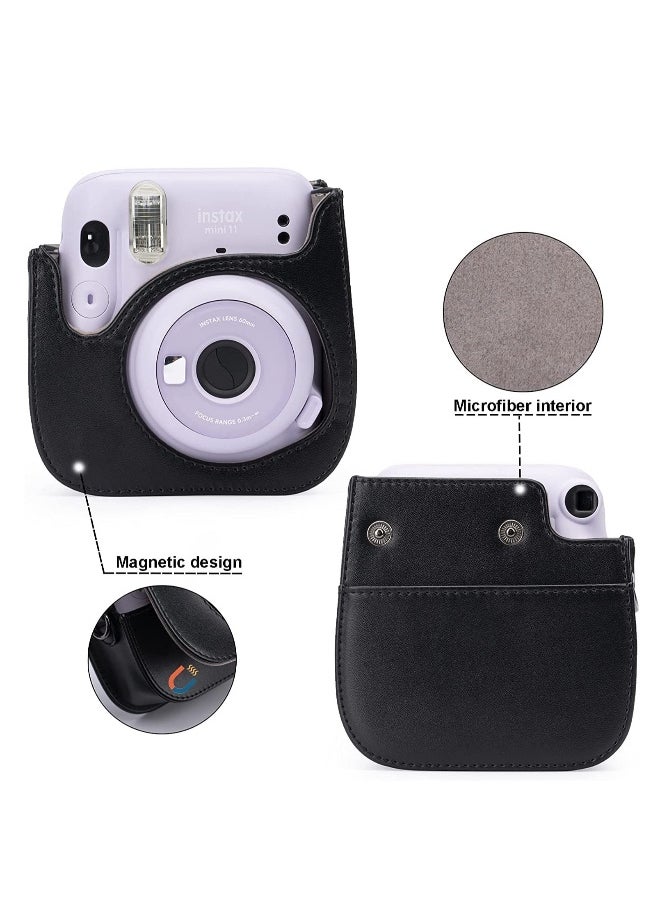 PU Leather For Instax Camera Compact Case for Fujifilm Instax Mini 11/9/8/8+ Instant Film Camera Black Penguin