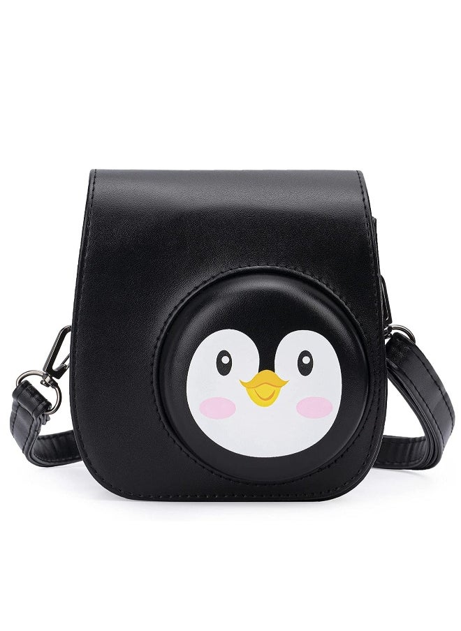 PU Leather For Instax Camera Compact Case for Fujifilm Instax Mini 11/9/8/8+ Instant Film Camera Black Penguin