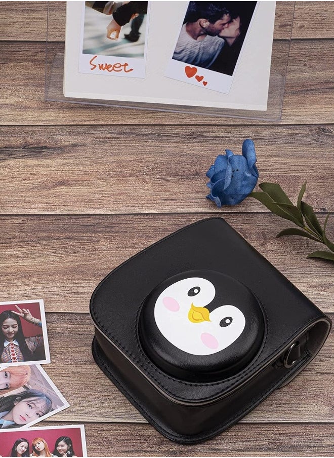 PU Leather For Instax Camera Compact Case for Fujifilm Instax Mini 11/9/8/8+ Instant Film Camera Black Penguin