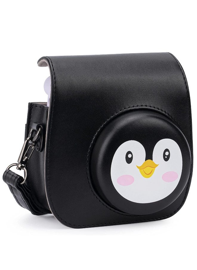 PU Leather For Instax Camera Compact Case for Fujifilm Instax Mini 11/9/8/8+ Instant Film Camera Black Penguin