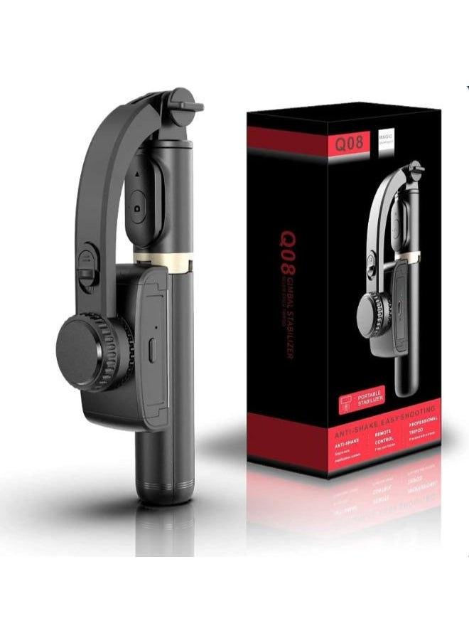 Q08 Gimbal Stabilizer for Smartphone with Extendable Bluetooth Selfie Stick and Tripod, Multifunction Remote 360 Automatic Rotation, for iPhone/Android