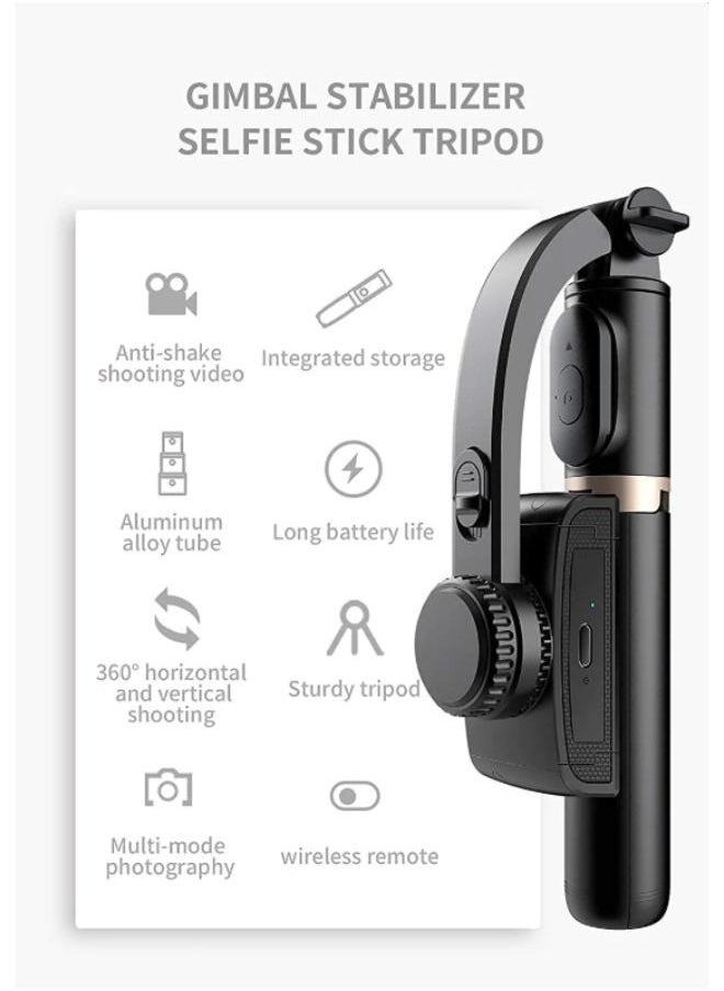 Q08 Gimbal Stabilizer for Smartphone with Extendable Bluetooth Selfie Stick and Tripod, Multifunction Remote 360 Automatic Rotation, for iPhone/Android