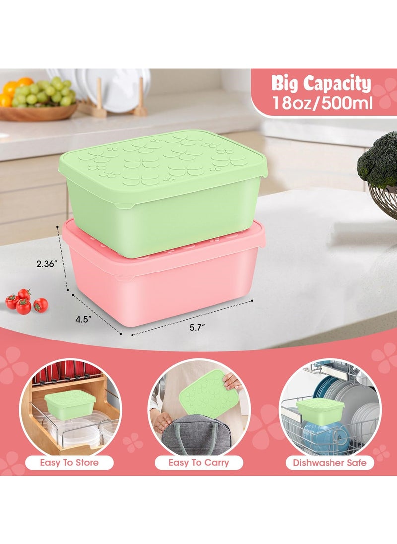 SYOSI 2 Pcs Stainless Steel Bento Lunch Box, 18oz Snack Containers with 2 Dip Container, Reusable Leakproof Lunch box for Kids/Adults, Stainless Steel Food Container for Work, School and Daycare