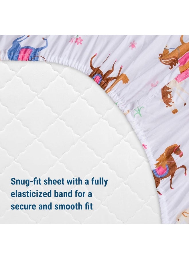 Wildkin Microfiber Fitted Crib Sheet for Boys & Girls, Crib Sheets Measures 52 x 28 Inches, Soft & Breathable Fabric Crib Sheets for Kids, Fits Standard Crib Mattress (Horses)