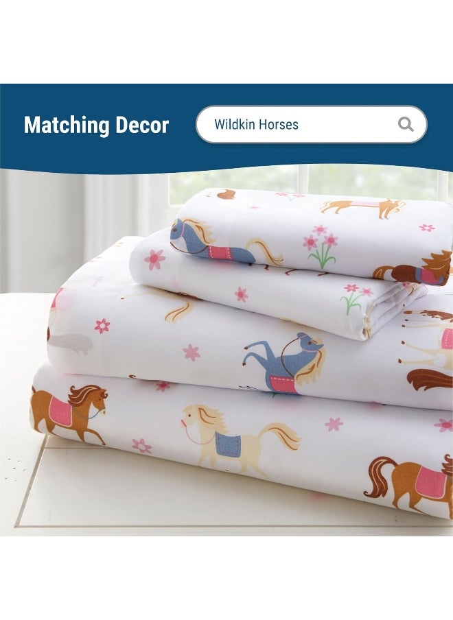 Wildkin Microfiber Fitted Crib Sheet for Boys & Girls, Crib Sheets Measures 52 x 28 Inches, Soft & Breathable Fabric Crib Sheets for Kids, Fits Standard Crib Mattress (Horses)
