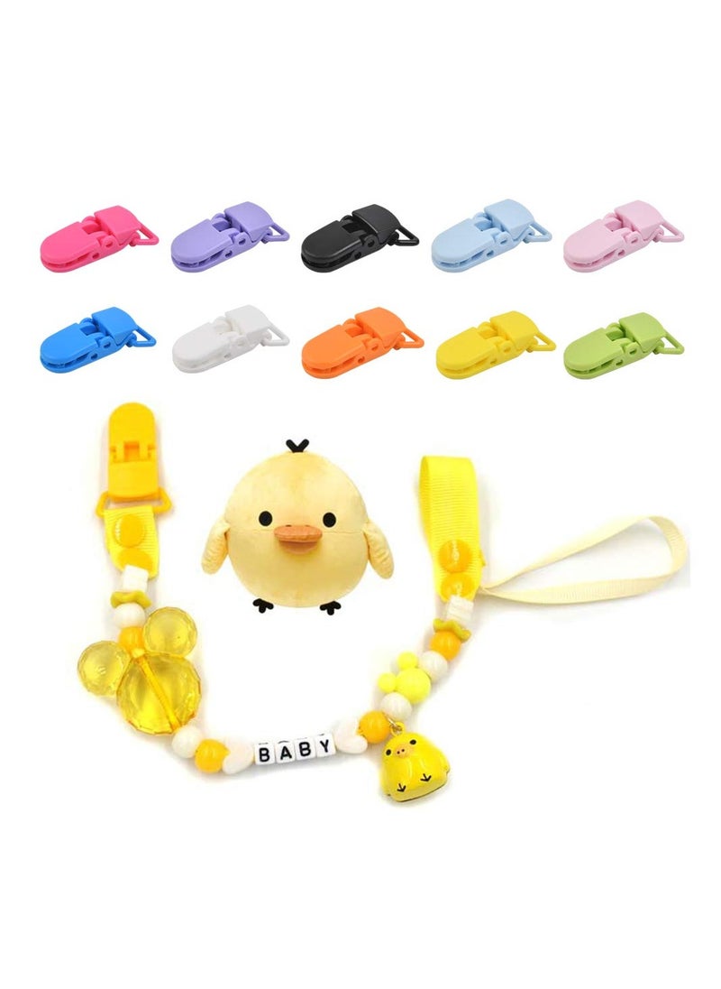 50 PCS Plastic Suspender Snap Pacifier Clips, Pacifier Strap Holder, Color Plastic Pacifier Suspender Clips for Baby Pacifiers, Bib Clips, DIY Crafts