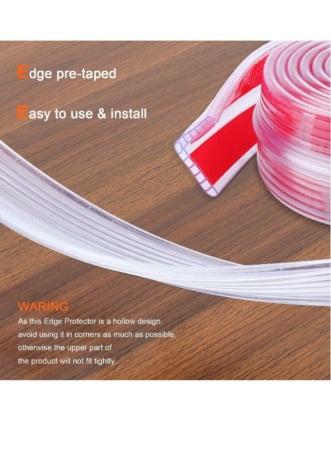 Baby Proofing, Silicone Edge Protector Strip, Soft Corner Protectors for Kids, 6.5ft 0.6x0.6in Pre-Tape Adhesive Corner Protectors for Furniture Against Sharp Corners for Cabinets, Tables, Drawers