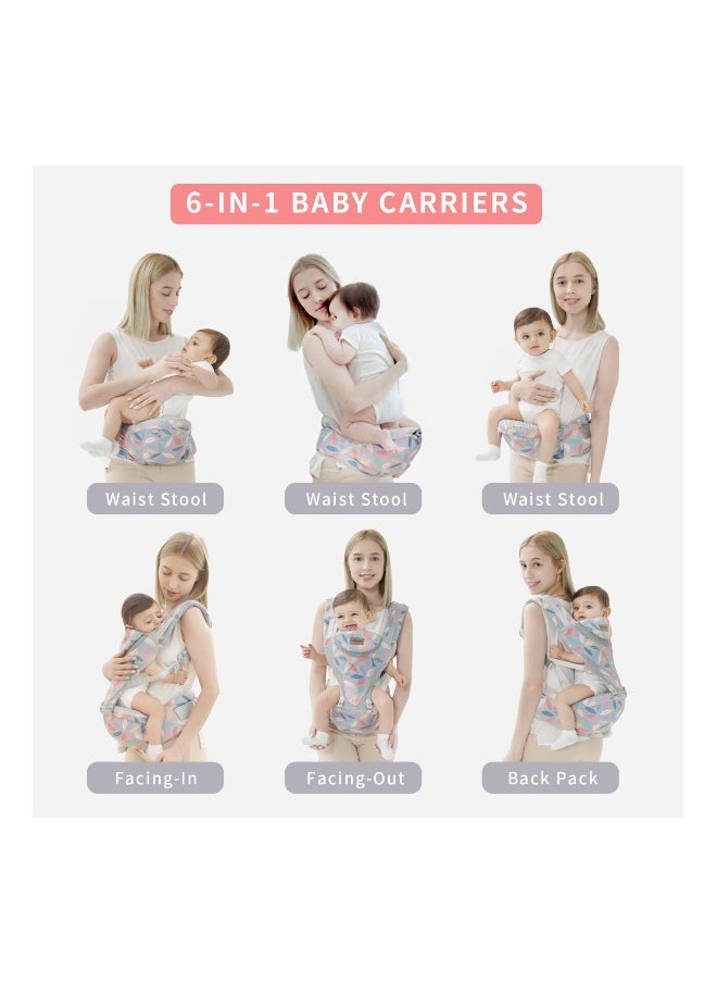 6-in-1 Newborn Baby Carrier, Infant Carrier, with Hip Seat, Lumbar Front and Back Backpack Carry Holder Carrier, for Babies Girls  Toddler Boys to 7-45lbs, All Seasons  All Position Hip