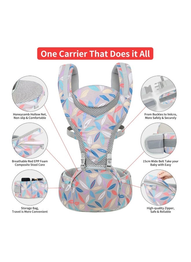 6-in-1 Newborn Baby Carrier, Infant Carrier, with Hip Seat, Lumbar Front and Back Backpack Carry Holder Carrier, for Babies Girls  Toddler Boys to 7-45lbs, All Seasons  All Position Hip