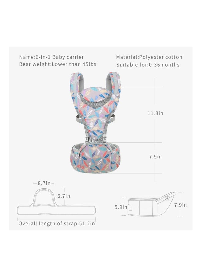 6-in-1 Newborn Baby Carrier, Infant Carrier, with Hip Seat, Lumbar Front and Back Backpack Carry Holder Carrier, for Babies Girls  Toddler Boys to 7-45lbs, All Seasons  All Position Hip