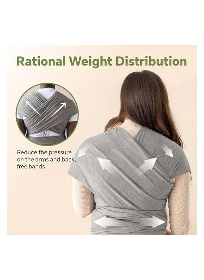 Baby Carrier Wrap- Baby Wrap Carrier for All- Breathable and Convenient Baby Sling with Various Usage- Infant Carrier for Freeing Hands- Baby Wraps Carrier for Newborn Infants- Light Grey