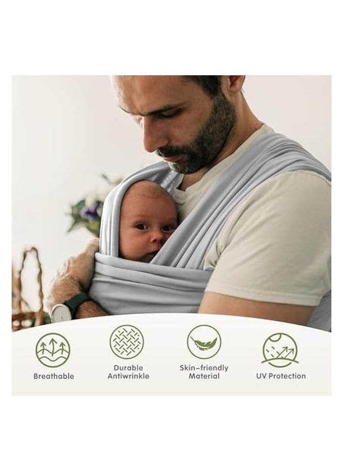 Baby Carrier Wrap- Baby Wrap Carrier for All- Breathable and Convenient Baby Sling with Various Usage- Infant Carrier for Freeing Hands- Baby Wraps Carrier for Newborn Infants- Light Grey