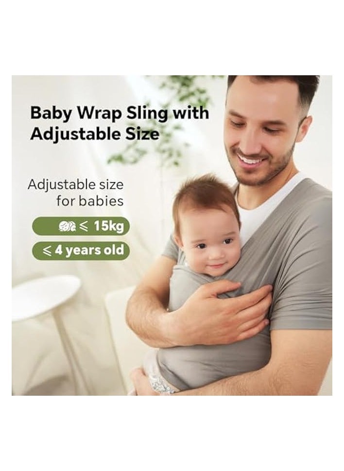 Baby Carrier Wrap- Baby Wrap Carrier for All- Breathable and Convenient Baby Sling with Various Usage- Infant Carrier for Freeing Hands- Baby Wraps Carrier for Newborn Infants- Light Grey