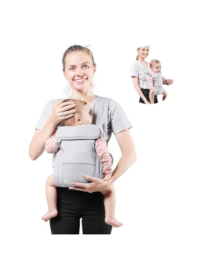 Baby Carrier Newborn to Toddler up to 20KG, Cozy Baby Wrap Carrier, Easily Adjustable Toddler Carrier, Lightweight Baby Holder Carrier, baby sling carrier, All Positions baby chest carrier(Grey)