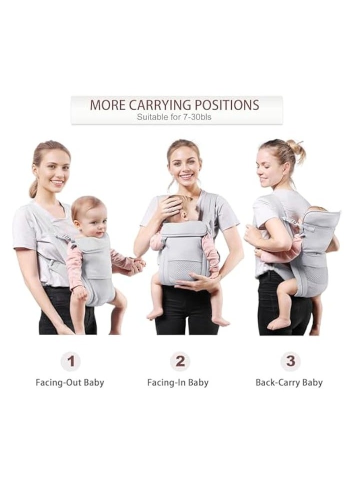 Baby Carrier Newborn to Toddler up to 20KG, Cozy Baby Wrap Carrier, Easily Adjustable Toddler Carrier, Lightweight Baby Holder Carrier, baby sling carrier, All Positions baby chest carrier(Grey)