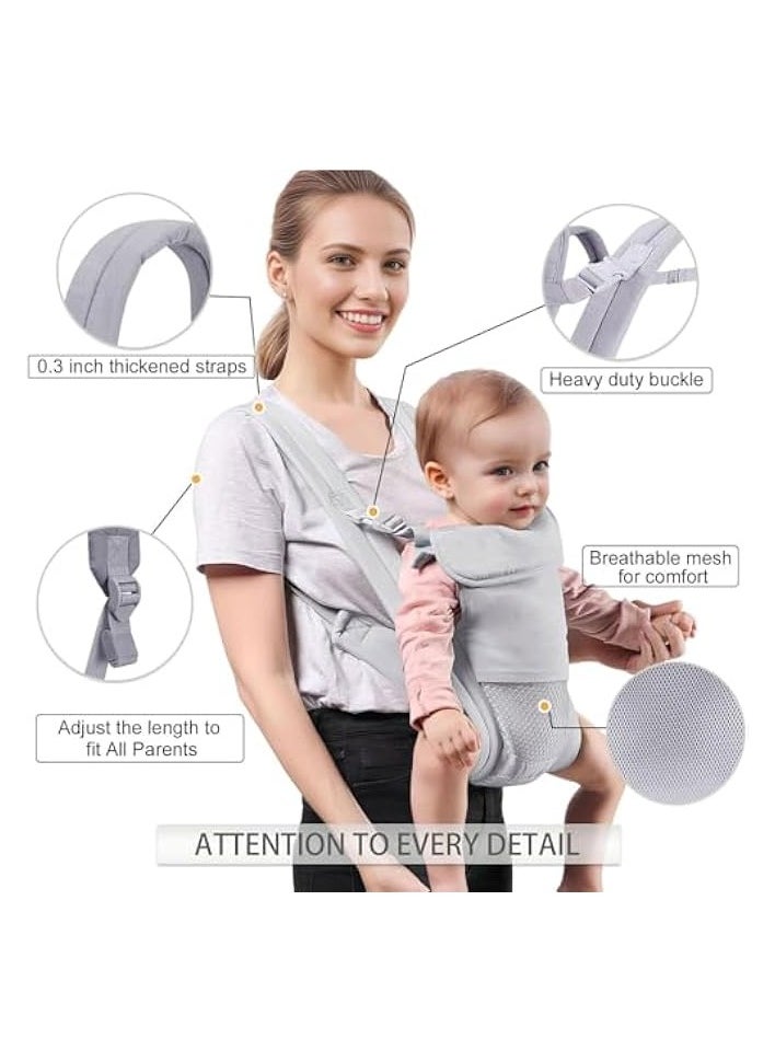 Baby Carrier Newborn to Toddler up to 20KG, Cozy Baby Wrap Carrier, Easily Adjustable Toddler Carrier, Lightweight Baby Holder Carrier, baby sling carrier, All Positions baby chest carrier(Grey)