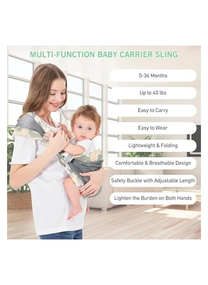 Adjustable One Shoulder Baby Carrier - Lightweight Breathable Mesh, Portable Hip Sling for Infants to Toddlers 6-40 lbs - Ideal for Newborn Girls and Boys