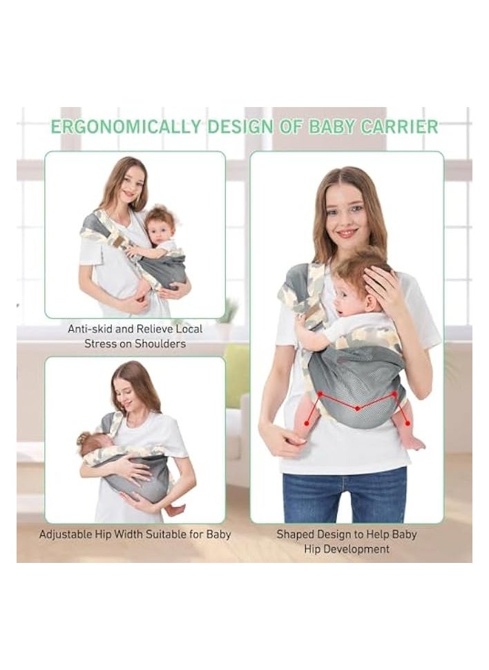 Adjustable One Shoulder Baby Carrier - Lightweight Breathable Mesh, Portable Hip Sling for Infants to Toddlers 6-40 lbs - Ideal for Newborn Girls and Boys
