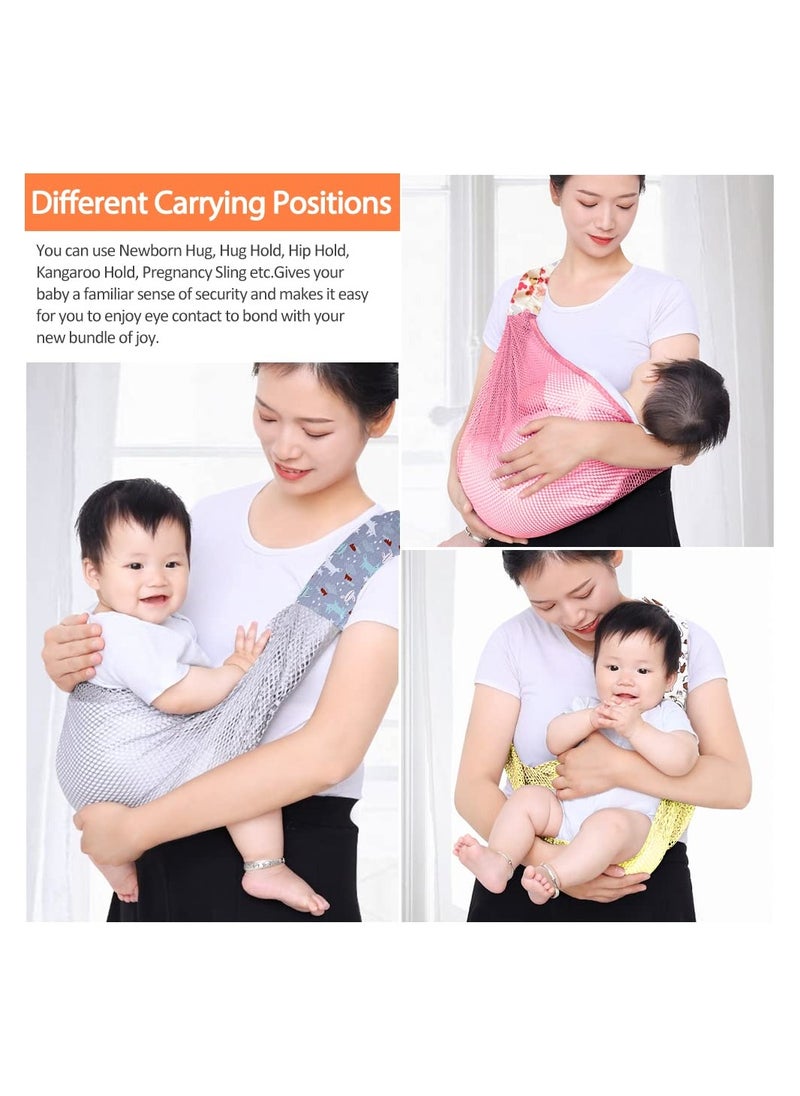 SYOSI Breathable Baby Sling with Adjustable Baby Wrap Baby Carrier Wrap 3D Mesh Fabric Thick Shoulder Straps Elastic for Summer Pool Beach Newborn Carrying (Grey)