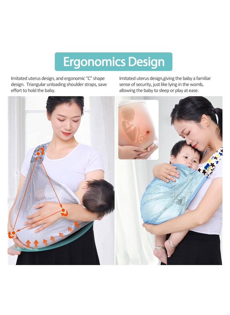 SYOSI Breathable Baby Sling with Adjustable Baby Wrap Baby Carrier Wrap 3D Mesh Fabric Thick Shoulder Straps Elastic for Summer Pool Beach Newborn Carrying (Grey)