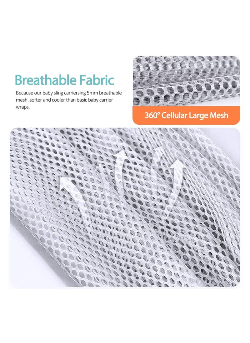 SYOSI Breathable Baby Sling with Adjustable Baby Wrap Baby Carrier Wrap 3D Mesh Fabric Thick Shoulder Straps Elastic for Summer Pool Beach Newborn Carrying (Grey)