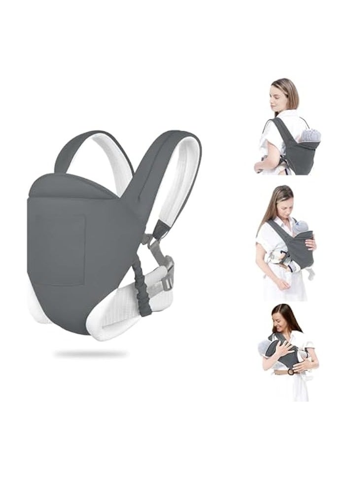 Baby Carrier, Ergonomic Newborn Carrier Wrap with Hip Seat Storage Pocket, Soft Lightweight Adjustable Size Enhanced Lumbar Support Front Facing Back Sling for Toddler 3-36 Months All Seasons