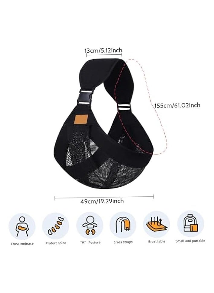Baby Sling Carrier, Baby Carriers from Newborn, Adjustable Baby Carrier with Hip Seat Soft and Breathable Baby Holder Carrier with Wide Strap for Infant and Toddler