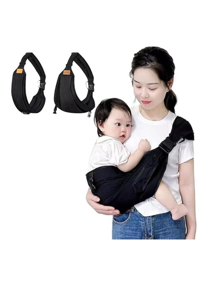 Baby Sling Carrier,Adjustable Baby Carrier,Baby Carrier Newborn to Toddler, Soft and Breathable Non-Slip Hip Seat Carrier,Portable Hip Sling for Infants to Toddlers 10-45lbs,Black (Cloth)