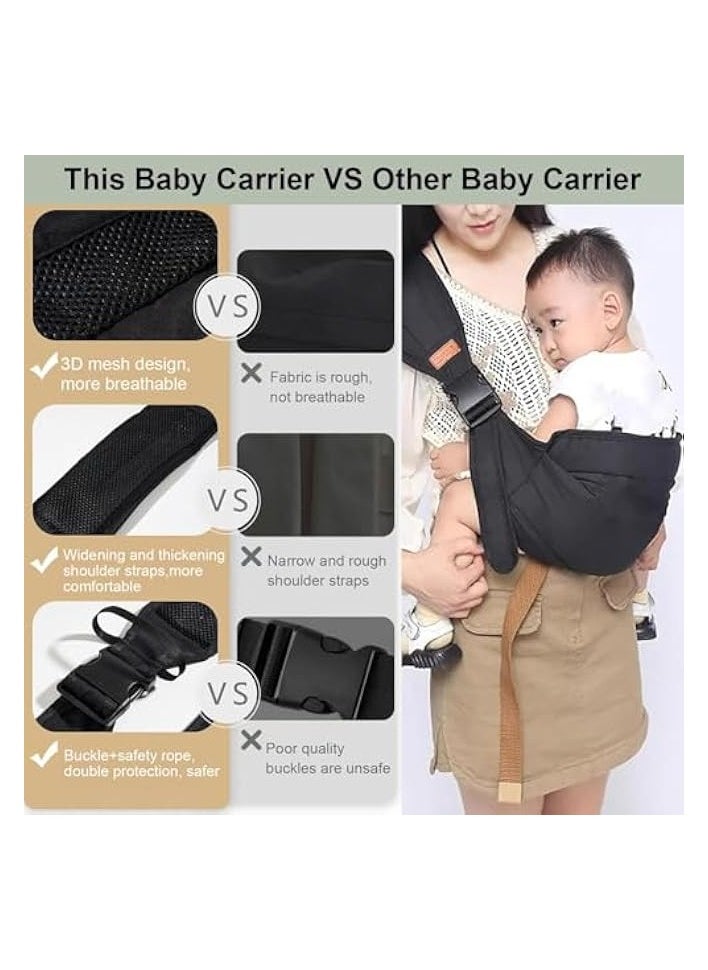 Baby Sling Carrier,Adjustable Baby Carrier,Baby Carrier Newborn to Toddler, Soft and Breathable Non-Slip Hip Seat Carrier,Portable Hip Sling for Infants to Toddlers 10-45lbs,Black (Cloth)