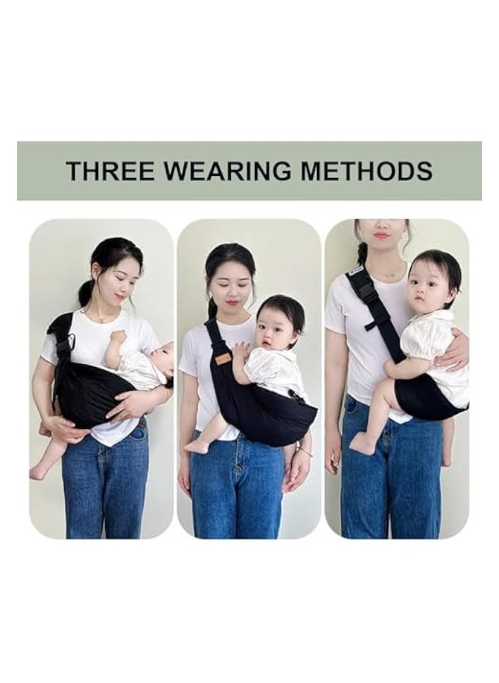 Baby Sling Carrier,Adjustable Baby Carrier,Baby Carrier Newborn to Toddler, Soft and Breathable Non-Slip Hip Seat Carrier,Portable Hip Sling for Infants to Toddlers 10-45lbs,Black (Cloth)