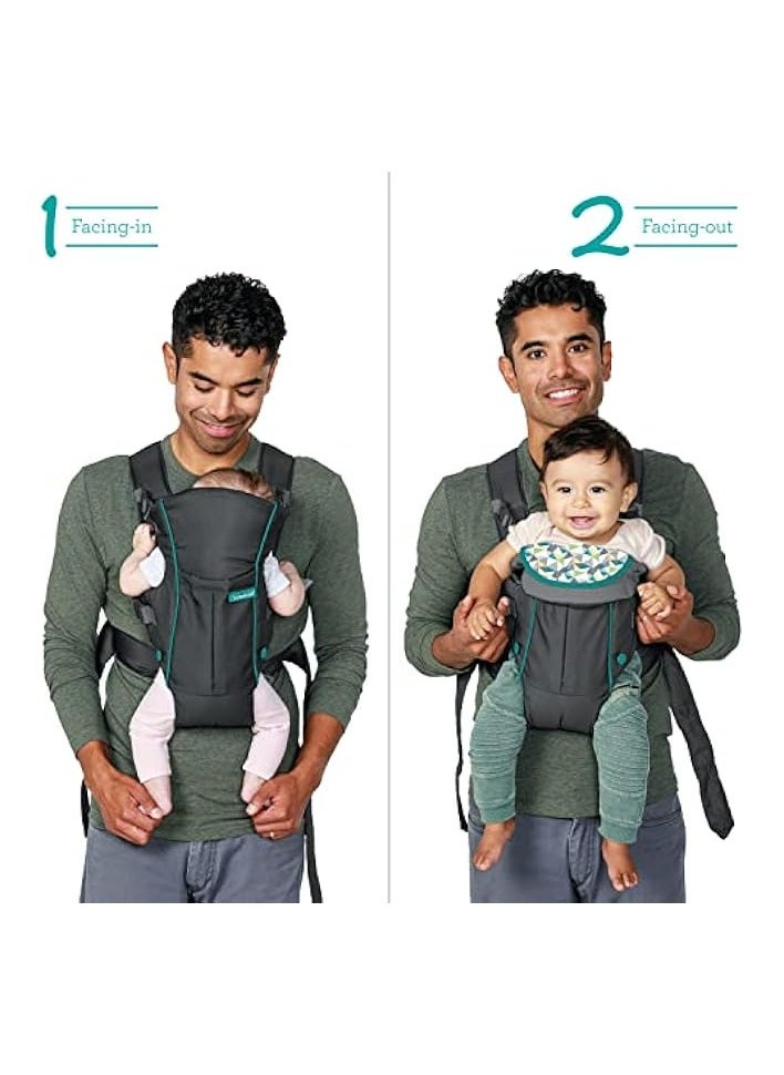 Swift Classic Carrier with Pocket - 2 Ways to Carry Grey_Carrier with Wonder Bib & Essentials Storage Front Pocket, Adjustable Back Strap, Inward & Outward Facing, Easy Clean Material
