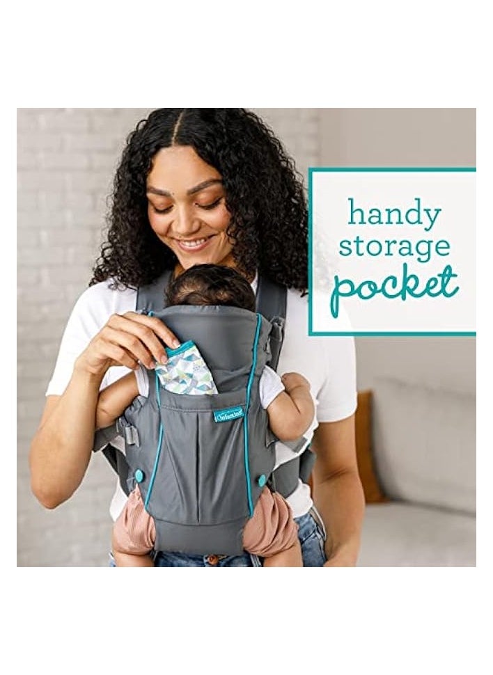 Swift Classic Carrier with Pocket - 2 Ways to Carry Grey_Carrier with Wonder Bib & Essentials Storage Front Pocket, Adjustable Back Strap, Inward & Outward Facing, Easy Clean Material