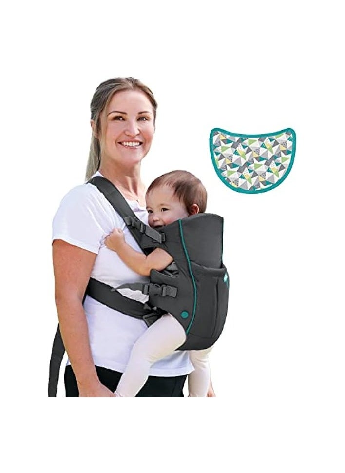 Swift Classic Carrier with Pocket - 2 Ways to Carry Grey_Carrier with Wonder Bib & Essentials Storage Front Pocket, Adjustable Back Strap, Inward & Outward Facing, Easy Clean Material