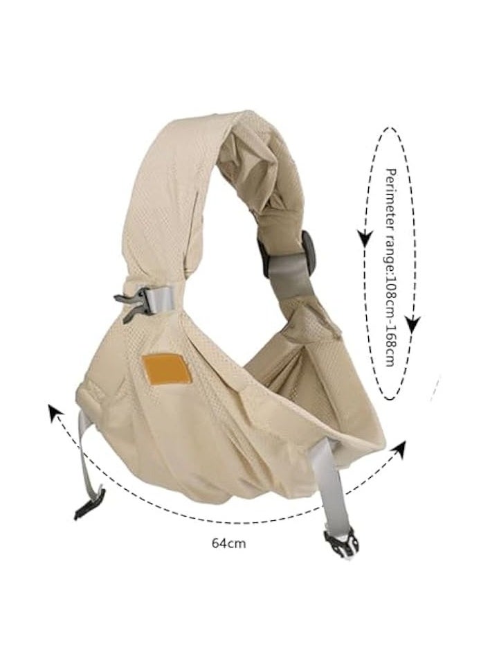 Baby Sling Carrier Breathable, Adjustable One Shoulder Labor-Saving Baby Holder Carrier, Mesh Half Wrapped Sling Hip Carrier for 0-36 Months Newborns, Infants and Toddlers Beige