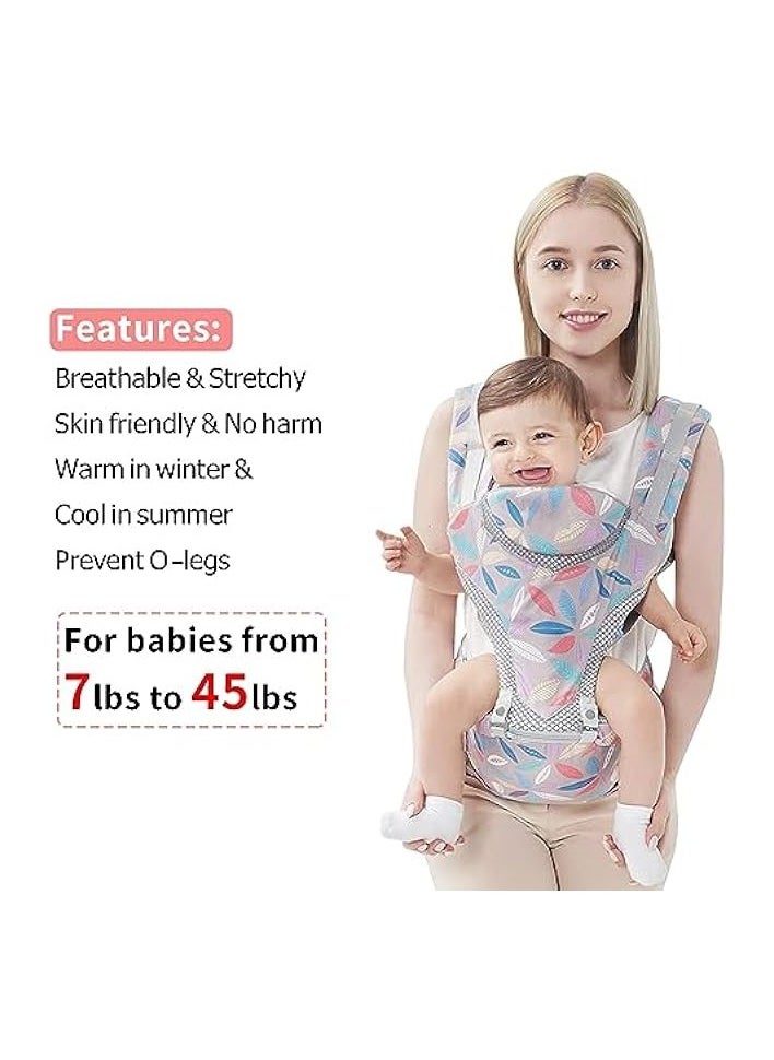 6-in-1 Newborn Baby Carrier, Infant Carrier, with Hip Seat, Lumbar Front and Back Backpack Carry Holder Carrier, for Babies Girls & Toddler Boys to 7-45lbs, All Seasons & All Position Hip