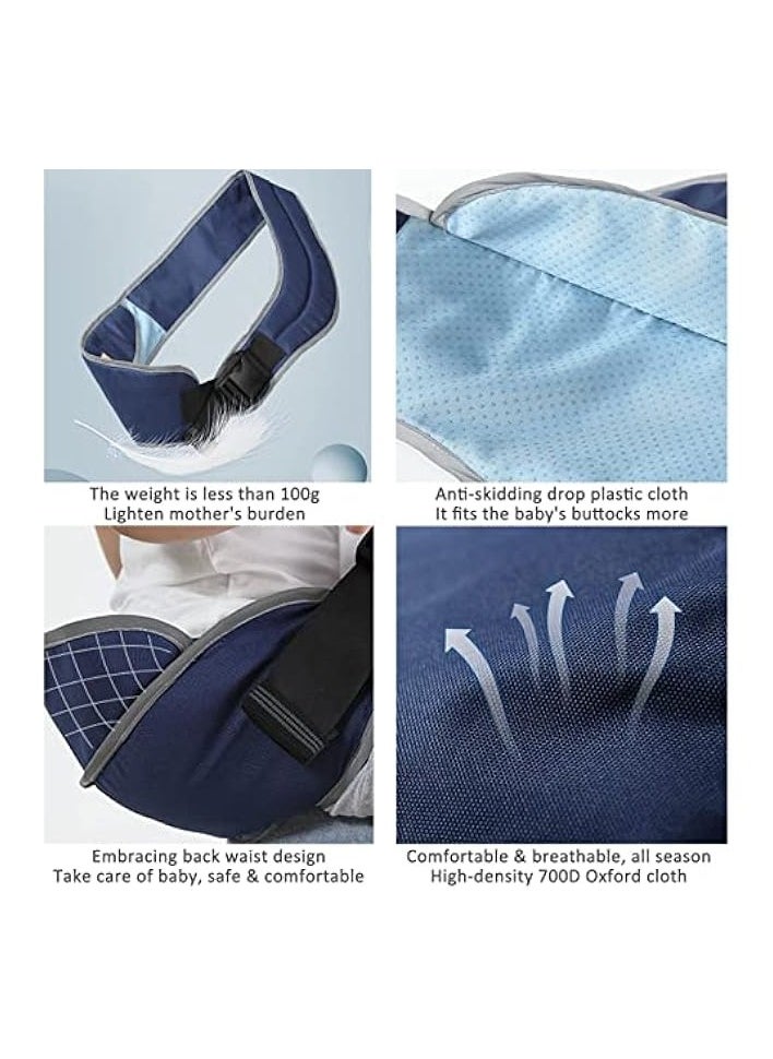 Carrier, Portable Adjustable Child Sling, Ergonomic One Shoulder Labor Saving Polyester Half Wrapped Toddler Sling with Anti-Slip Particles, for Children 6-36 Months (Blue)