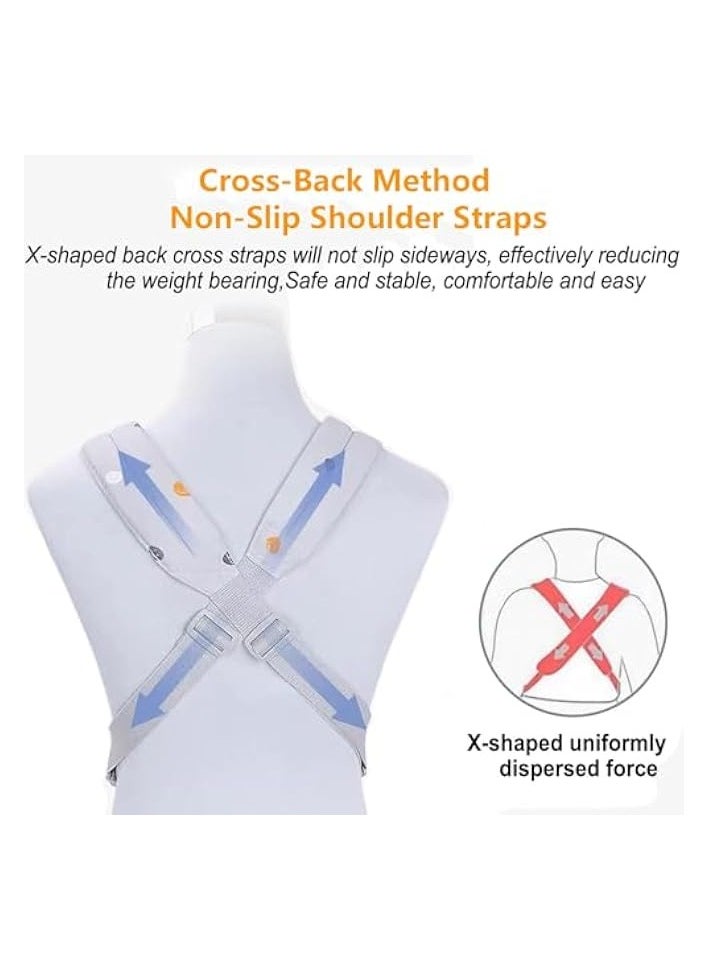4-in-1 Baby Sling Carrier Newborn to Toddler, Lightweight Soft Baby Wrap Carrier, Shoulder Strap Grid Breathable Infant Wrap Sling, Baby Hip Seat Holder Carrier, Nursing Sling for Girls and Boys(Grey)