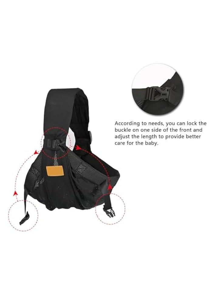 Baby Sling Carrier Breathable, Adjustable One Shoulder Labor-Saving Baby Holder Carrier, Mesh Half Wrapped Sling Hip Carrier for 0-36 Months Newborns, Infants and Toddlers Black