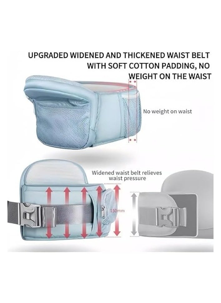 Hip Seat Baby Carrier, Hip Carrier for Babies & Toddlers with Various Pockets Storage, Adjustable Sling and Hip Seat for Newborn to Toddler up to 50lbs (Blue)