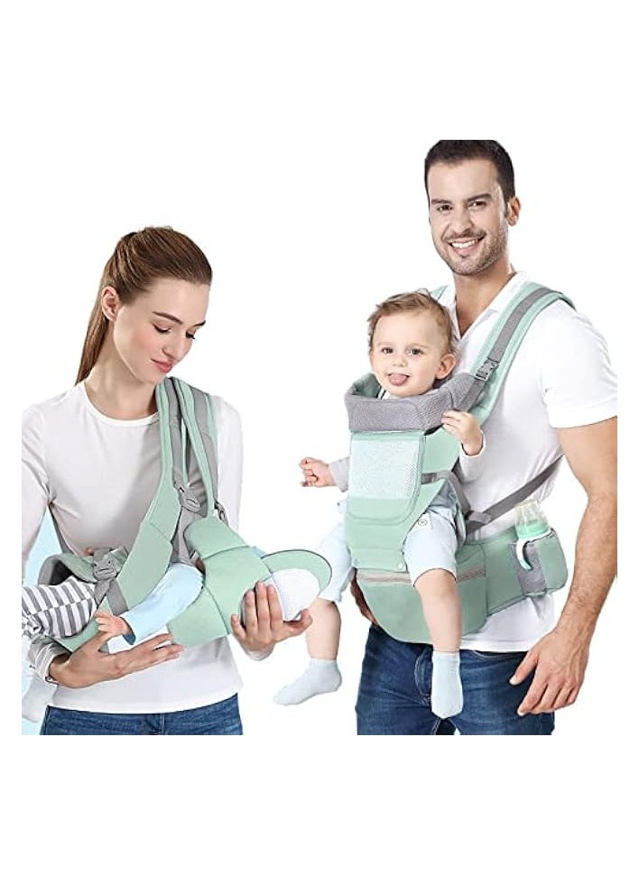 Baby Carrier Ergonomic Infant Carrier with Hip Seat Kangaroo Bag Soft Baby Carrier Newborn to Toddler 7-66lbs Front and Back Baby Holder Carrier for Men Dad Mom