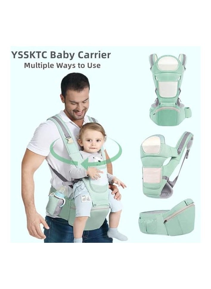 Baby Carrier Ergonomic Infant Carrier with Hip Seat Kangaroo Bag Soft Baby Carrier Newborn to Toddler 7-66lbs Front and Back Baby Holder Carrier for Men Dad Mom
