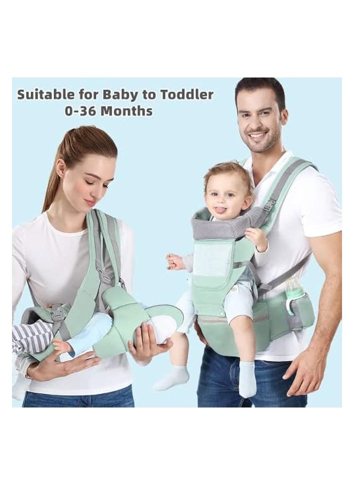 Baby Carrier Ergonomic Infant Carrier with Hip Seat Kangaroo Bag Soft Baby Carrier Newborn to Toddler 7-66lbs Front and Back Baby Holder Carrier for Men Dad Mom