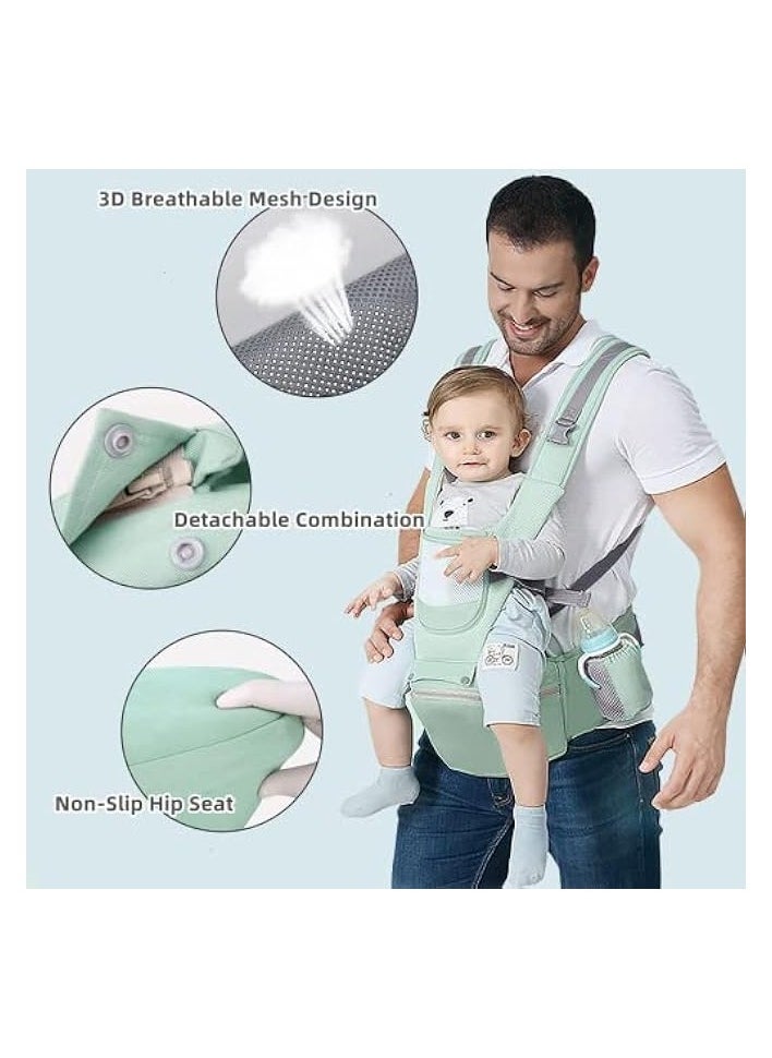 Baby Carrier Ergonomic Infant Carrier with Hip Seat Kangaroo Bag Soft Baby Carrier Newborn to Toddler 7-66lbs Front and Back Baby Holder Carrier for Men Dad Mom