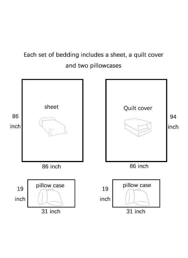 Two Sets of Disposable Bed Sheets, Quilt Cover and Pillow case Set for Travel, Portable Disposable Sheet Ready to use Disposable Bedding Set (Travel 4-Piece Double) 2 Sets