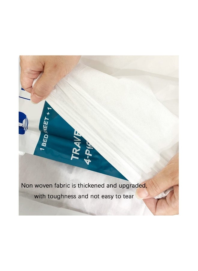 Two Sets of Disposable Bed Sheets, Quilt Cover and Pillow case Set for Travel, Portable Disposable Sheet Ready to use Disposable Bedding Set (Travel 4-Piece Double) 2 Sets