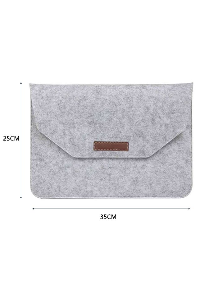 Felt Storage Bag, Storage Bag, Portable Felt Storage Bag for Notebook and Tablet, Thick Double-Layer Fabric Envelope Design Protective Bag for MacBook 13 Inch Light Grey