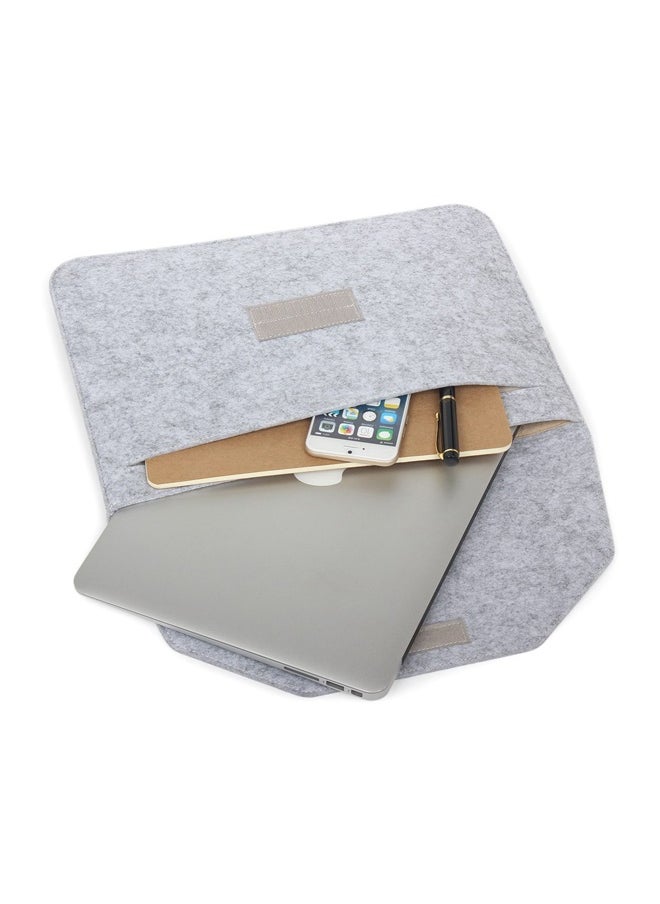 Felt Storage Bag, Storage Bag, Portable Felt Storage Bag for Notebook and Tablet, Thick Double-Layer Fabric Envelope Design Protective Bag for MacBook 13 Inch Light Grey