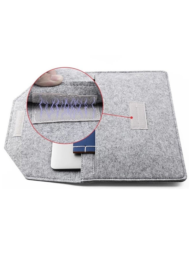 Felt Storage Bag, Storage Bag, Portable Felt Storage Bag for Notebook and Tablet, Thick Double-Layer Fabric Envelope Design Protective Bag for MacBook 13 Inch Light Grey